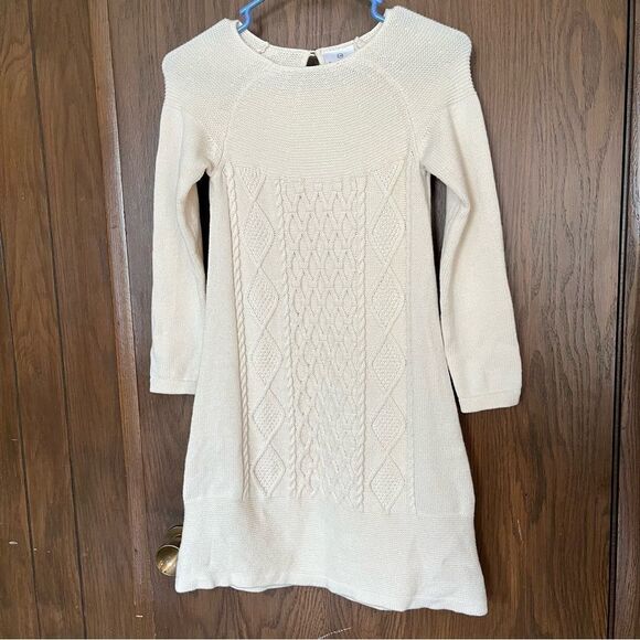 Hanna Andersson Cream Long Sleeve Cable Wool Blend Dress - Picture 5 of 8